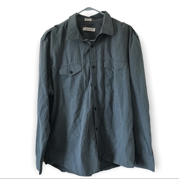 Calvin klein 100% cotton long sleeve button down stripe shirt - Picture 1 of 9